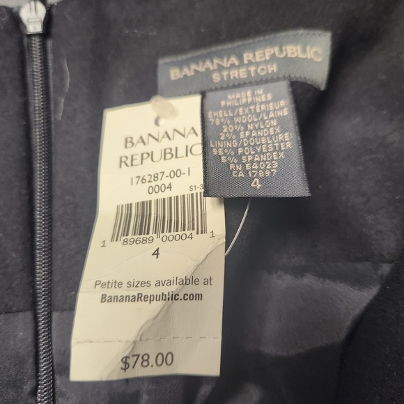 Banana Republic Black Wool Blend Pencil Skirt With Slit Sz. 4 Professional  NWT - Picture 4 of 9